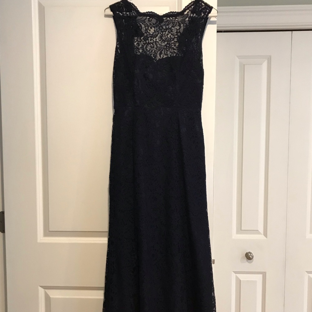 Gorgeous Navy Blue Lace Gown Size 2 - Picture 2 of 2